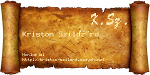 Kriston Szilárd névjegykártya